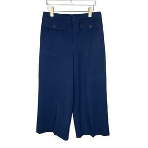 J.Crew Officer Pant In Bi-Stretch Cotton Cropped Wide Leg Preppy Classic Navy 12
